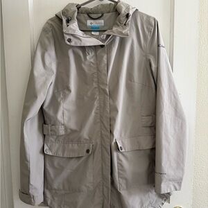 Gray Columbia Hooded Rain Jacket